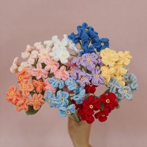 Forget Me Not Crochet Flower Gifts Handmade Artificial Elegant Knitted Flowers for Birthday Wedding <b>Present</b> Home Decor - Product Image 6