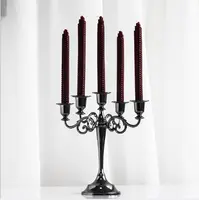 Candelabros com suporte de velas, candelabros com 3 pilares de braços de metal decoração para mesas de casamento, decoração de casa