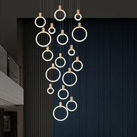 Lustre LED moderne pour escalier, suspension creuse composite, luminaire créatif pour villa et restaurant, décoration d'escalier