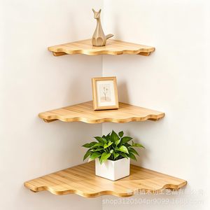 Wooden Corner <b>Shelf</b> Solid Wood Triangular <b>Wall</b> <b>Mounted</b> Floating <b>Shelf</b> For Decorative Storage - Product Image 1