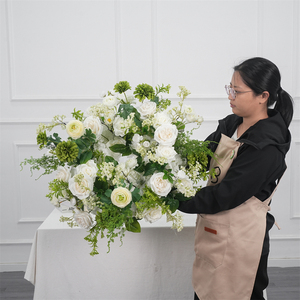 Factory Direct 50CM Handmade Silk rose <b>Hydrangea</b> <b>Artificial</b> Flower Wreath - Product Image 1