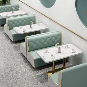 Juegos de muebles modernos de alta calidad para restaurante, cafetería, cabina de comida rápida, sofá para restaurante, juego de mesas <span class=keywords><strong>y</strong></span> sillas de comedor de Metal - Product Image 2