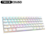 Keyboard Mekanik Nirkabel Bluetooth RGB Portabel AMZ Hot Sale 60% Diskon, 61 Tombol, Keyboard Gaming Ringkas dengan Switch Taktil Coklat