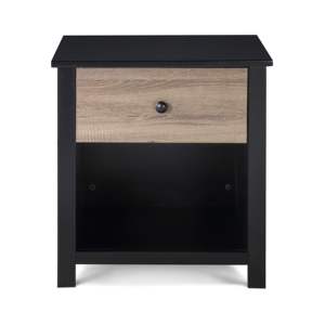 DB Connelly Mesita de noche de lujo moderna de madera maciza negro/nogal vintage con estilo de panel para dormitorio o baño en apartamentos - Product Image 2