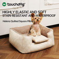 Cama para Mascotas Touchdog Helena de Cuero PU Acolchado, Cama para Perros Desmontable y Lavable con Almohada para Perros Pequeños y Gatos