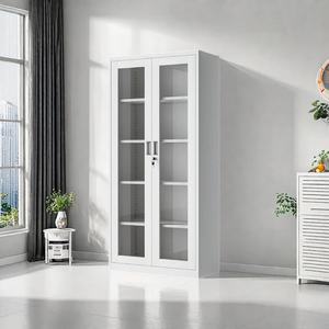 أثاث مكتبي مسطح فولاذية متحركة مسطحة رأسية مع خزانة بقفل ببابين متأرجحين - Product Image 2