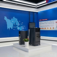 Poêles à granulés pour maisons, poêle à granulés d'intérieur 6 kW avec plaque de cuisson et trémie de 8 kg pour le chauffage domestique, utilisation en magasin, 30-60 m²