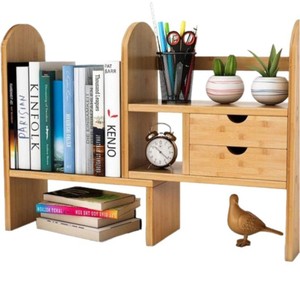 Étagère de bureau Bilu en bois, organisateur de bureau avec tiroirs, style simple, type sur pied, couleur bois naturel, forme rectangulaire - Product Image 5