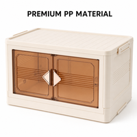 Armoire de rangement en plastique monocouche pliable double porte poignée en diamant de fumée anti-poussière en stock prêt à expédier en gros