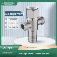 Vanne triangulaire à double sortie en acier inoxydable 304, vanne d'angle à trois voies pour toilettes, design moderne, arrêt d'eau pour salle de bain