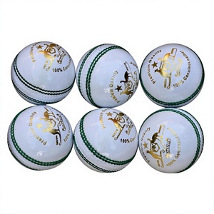 Premium Quality Cricket Ball White with Green Seam Hand Stitched Durable Classic Style for Cricket <b>Practice</b> and Match Use - Product Image 1