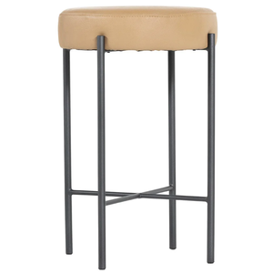 Nocona Counter <b>Stool</b> Iron, Top Grain <b>Leather</b> Gunmetal, Tan <b>Leather</b> Durable High Bar <b>Stool</b> for Home Bar & Dining Room - Product Image 4
