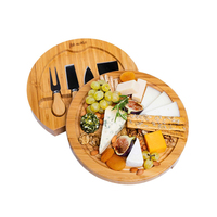 Mini planche à fromage en bambou portable avec ensemble de couverts lame en acier inoxydable facile à transporter pour fromage et charcuterie