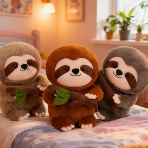 ตุ๊กตาสลอธถือกิ่งไม้ ของเล่นสัตว์นุ่มนิ่ม วัสดุผ้าพลัฌ ตุ๊กตาเพื่อนเล่น ของขวัญวันเกิด ขายส่งจากโรงงานโดยตรง - Product Image 4