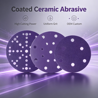 Disque abrasif en céramique OEM de 6 pouces à 17 trous, couleur sable violet, adapté à la réparation automobile, au ponçage du bois et au polissage des métaux