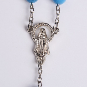 Classic Christian Jewelry Turquoise High Quality Christening Baptismal Alloy Bead Chain Necklace for Prayer Catholic Rosary - Product Image 4