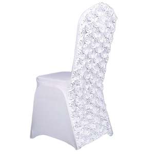 wholesale <b>luxury</b> rosette Wedding Fitted Wedding 3D Flower <b>Chair</b> Covers White <b>Chair</b> Covers for Set <b>Camping</b> Dining Cover <b>Chair</b> - Product Image 4