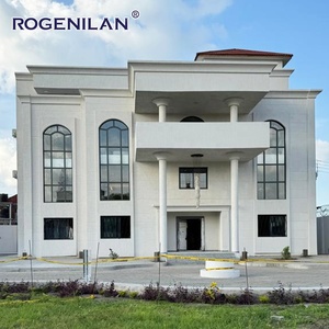 Fenêtres en verre fixe ultra-étroites et cintrées sur mesure ROGENILAN, fenêtres panoramiques en aluminium avec vitrage trempé et grilles - Product Image 1
