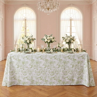 Nappe de luxe en gros pour grandes fêtes, mariages et banquets, nappe rectangulaire personnalisée imprimée bleue en polyester et coton