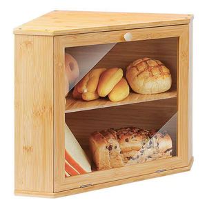 Bamboo Double Layer Bread Box With Lid Kitchen <b>Storage</b> Rack For Bread Pastry <b>Cake</b> Dustproof Wooden <b>Container</b> - Product Image 3