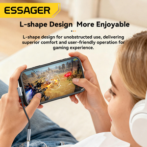 อะแดปเตอร์แปลงเสียง ESSAGER ES-YP28 90 องศา จาก USB-C เป็นช่องเสียบหูฟัง 3.5 มม. สายแปลงเสียง 3.5 มม. เป็น USB Type-C - Product Image 6
