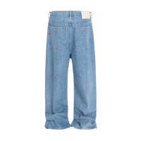 Pantalon large en jean bleu clair déchiré avec strass brillants style Y2K, mode urbaine, pour hommes, vente en gros, logo personnalisé
