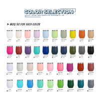 Gobelet isotherme en acier inoxydable de 12 oz, revêtement poudré, sans pied, avec couvercle transparent, logo personnalisé, boîte cadeau, achat en gros OEM