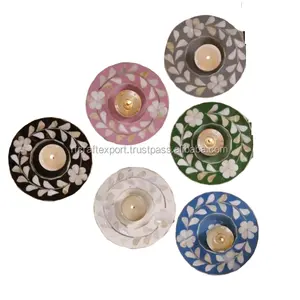 Rf工芸品Indian Handmade Luxury Mother Of Pearl Glass Tea Coffee Coasterソーサー茶プレートですべての色