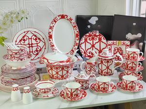 Ensembles de salle à manger de luxe Blue Palace ensembles de vaisselle Europe Bone China vente en gros 58 pièces boîte-cadeau kit de tasse en céramique chaude de fête - Product Image 4