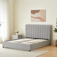 Lit de rangement capitonné de luxe avec tissu haut de gamme, design moderne du milieu du siècle, pliable et écologique pour chambre principale ou chambre d'amis