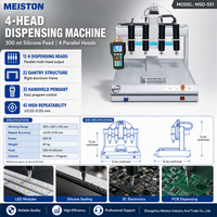 Machine de distribution à quatre têtes, sortie multi-buses 300 ml, structure en portique en silicone, commande suspendue pour le remplissage et le scellage