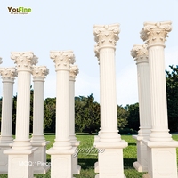 Colonne romaine en marbre blanc sculptée à la main YouFine Luxury avec chapiteau corinthien pour la décoration extérieure de jardin, maison, villa