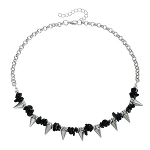 Joyería INS estilo Punk gótico en forma de cono piedra negra empalmada Cadena de clavícula collar oscuro Y2K - Product Image 5