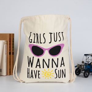 Sac à dos à cordon en toile de coton grande capacité personnalisé pour le sport et les voyages, avec logo - Product Image 3