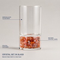 Verre à whisky droit en verre borosilicate avec pierres de guérison en pierres précieuses naturelles pour boissons froides, idéal pour la maison, le bar, les jus glacés et le thé