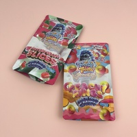 Sachets en plastique à fenêtre transparente avec fermeture éclair refermable et trou euro, pour bonbons en forme de tranches de pastèque et anneaux de pêche, au design élégant