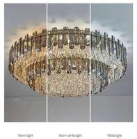 Lustre circulaire moderne de luxe PM en cristal K9, luminaire de plafond double couche en forme de gâteau pour salle à manger et salon