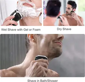 Men's Electric Shaver Corded And Cordless Rechargeable 3D Rotary Shaver Razor For Men With Wall Adapter 100-240V