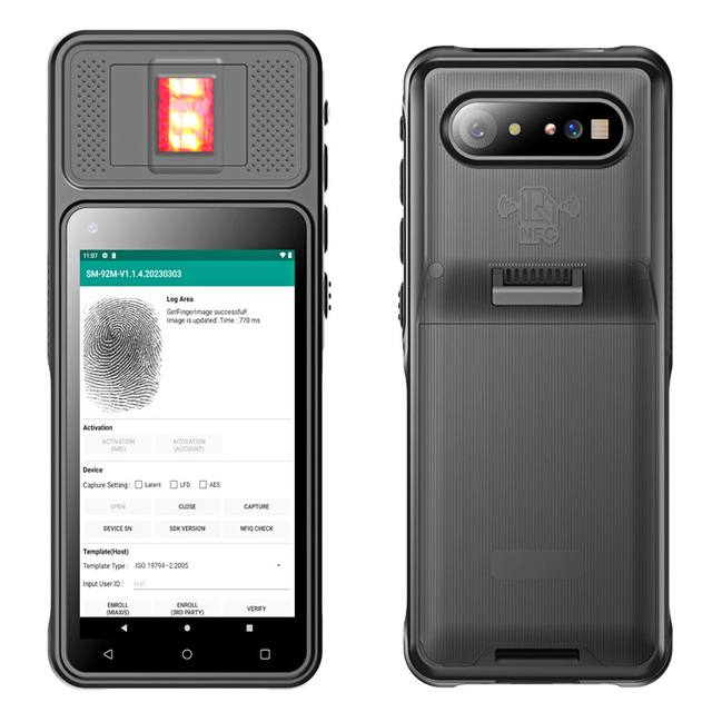 5" PDA Fingerprint Biometric Tablet Pc Android 2D Barcode Handheld NFC FAP10 Bio-Semiconductor/FAP20/FAP30 Optical Fingerprint