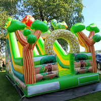 Toboggan gonflable à thème jungle commercial, toboggan sec gonflable pour enfants en PVC, château gonflable pour enfants et adultes