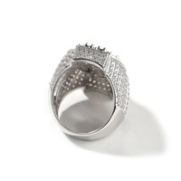 Bague Cocktail en Argent 925 Plaqué Or avec Moissanite VVS Couleur D, Motif Dollar, pour Hommes Style Hip Hop (Sertissage Pavé)