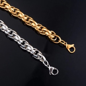 Bracelet épais en acier inoxydable style punk avec chaîne en corde pour femmes et hommes, bijou de cheville, bracelet de poignet ou de main en métal - Product Image 6