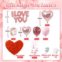 Ballons Saint-Valentin Rose Doré en Forme de Cœur « Je t'aime » en Aluminium et Latex, Décoration de Fête Anniversaire Mariage