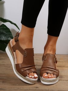 Sandalias con tacón <span class=keywords><strong>de</strong></span> cuña para mujer con plataforma y hebilla <span class=keywords><strong>de</strong></span> correa <span class=keywords><strong>de</strong></span> tobillo <span class=keywords><strong>de</strong></span> cuero barato <span class=keywords><strong>de</strong></span> fábrica <span class=keywords><strong>de</strong></span> último diseño - Product Image 6