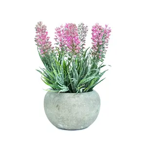 ARTIFICIAL POTTED PLANTS MINI FAKE SMALL POTTERY Lavender Succulent FLOWERS BONSAI IN GARY POT FOR CHRISTMAS