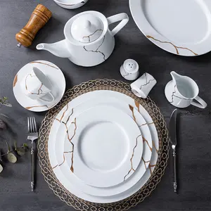 P&T Horeca dinner plate set luxury restaurant plate set dinner ware ceramic dish sets white dinnerware porcelain
