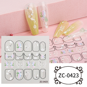 Mignon Animal Ours Lapin Chat Griffe Ballet Nail Art Décoration Marine Elements-3D Fruit Pêche Cerise Nail Stickers PET Material - Product Image 5