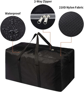 Bolsa de Viaje Extra Grande de Nailon Impermeable de 96L, Ligera y Moderna, con Cierre de Cremallera, Negra, para Hombre y Mujer - Product Image 4