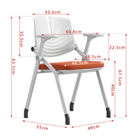 Chaise de formation pliable avec table d'écriture intégrée, chaise de réunion, chaise de conférence pour salle de formation