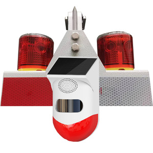 <b>Solar</b> Powered Led Signal <b>Light</b> Red Water Resistant Outdoor Garden Warning <b>Light</b> With Mono Si <b>Solar</b> Cell - Product Image 2
